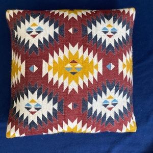 IKEA Fransine Southwest Pillow Cover Wool Blend 20” Aztec Native Red Yellow